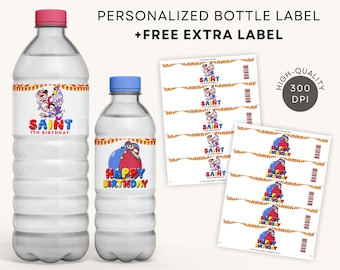 Amazing Digital Circus Bottle Label | FREE Water Label Printable Party Favors DIGITAL DOWNLOAD