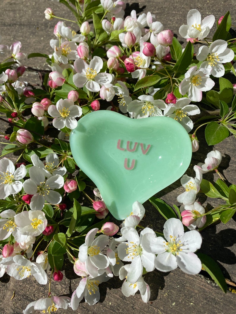 Luv U Candy Heart Ring Dish Green