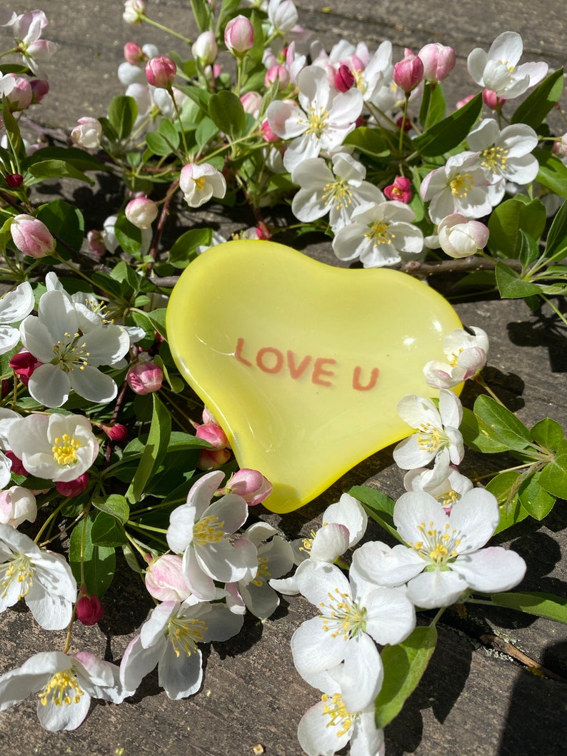 Luv U Candy Heart Ring Dish Yellow