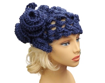 Crochet Pattern for Beret Hat with Flower & Leaf | Shell Stitch Design | Digital Download