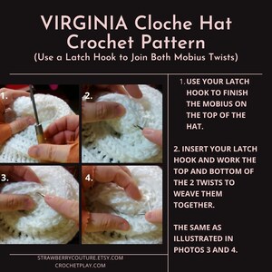 a person is using a latch hook to make a white crocheted hat