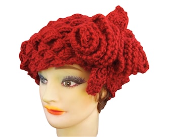 Crochet Beret Pattern - Winter Floral Design | Karen Handmade Women's Fashion Hat