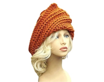 Crochet PDF Pattern - Judy Beanie Hat, Vintage-Inspired Boho Chic Twisted Mobius Design, Intermediate to Advanced Strawberry Couture Design