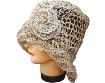 Mobius Crochet Hat Pattern - Spiral Cloche Hat with Textured Openwork, PDF, Hemp Twine - The Ombretta Hat