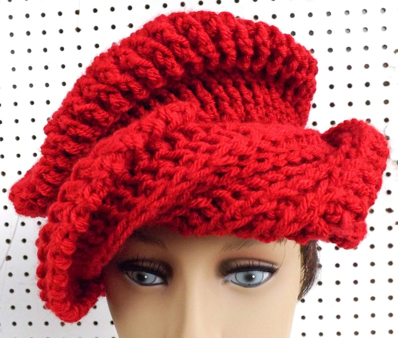 Samantha Slouchy Beanie Hat Crochet Hat Women Autumn Accessories Winter Wonderland Party Cloche Hat 1920s Brim Winter Hat Red Hat Ladies