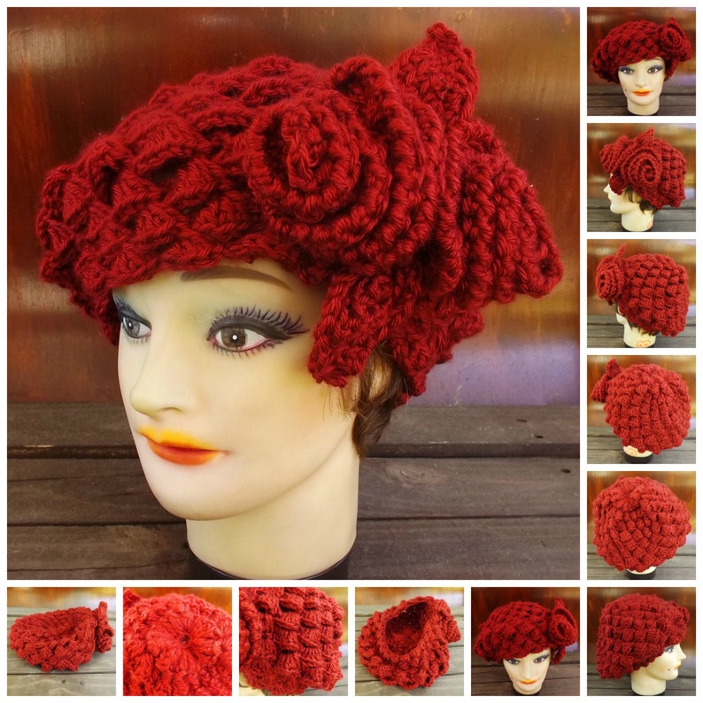 For Her Gifts Karen Crochet 1920s Beret Hat Pattern Women Etsy