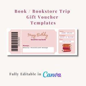Book Voucher | Book Gift Coupon | Gift Certificate Template | Bookish Gift | Book Birthday Gifts| Editable Gift Certificate
