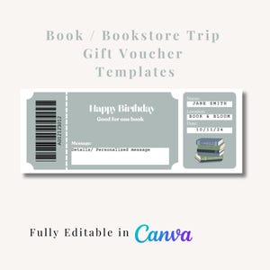 Book Voucher | Book Gift Coupon | Gift Certificate Template | Bookish Gift | Book Birthday Gifts| Editable Gift Certificate
