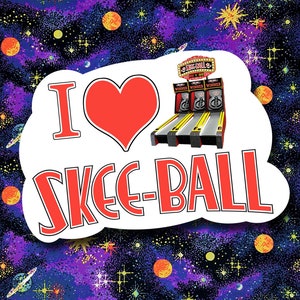I Love Skee Ball (x1) Large Premium Die Cut High Gloss Vinyl Waterproof Sticker Decal (4&quot; x 2.5&quot;) Retro Arcade Vibes!
