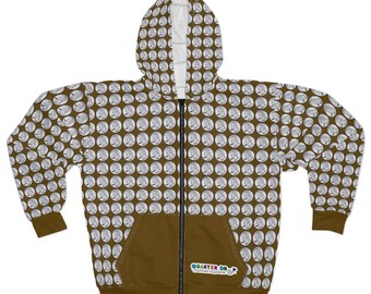 Official Quarter Drop Unisex Zip Hoodie (Rootbeer) with Quarter Print and Logo! (XS, S, M, L, XL, 2XL)