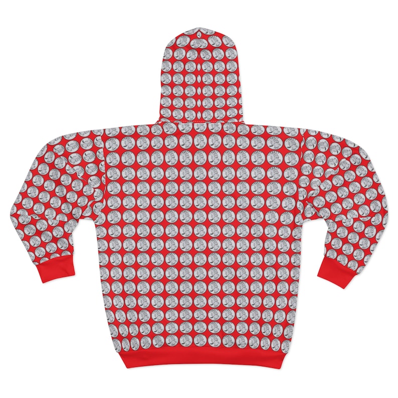 Official Quarter Drop Unisex Zip Hoodie (Red) with Quarter Print and Logo! (XS, S, M, L, XL, 2XL) image 2