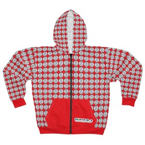 Official Quarter Drop Unisex Zip Hoodie (Red) with Quarter Print and Logo! (XS, S, M, L, XL, 2XL) image 1