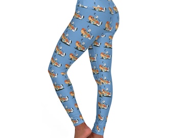 Blue Graphic Glizzy at the Turn Golf Pattern Leggings - High Waisted Yoga Pants - Athletic Wear for Women