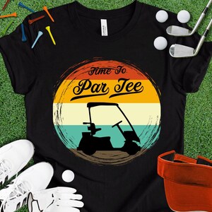 おもしろゴルフシャツ - Time To Par Tee グラフィックゴルフカートTシャツ - ゴルフ愛好家へのギフト、彼、彼女、誕生日、クリスマス