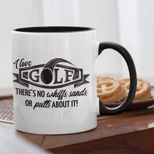 Uwielbiam golfa, bez smrodu piasku lub puttów, kubki na kawę na urodziny, 11 uncji, ceramiczne, dla taty i mamy, miłośnika wózków golfowych, prezenty urodzinowe i świąteczne dla niej i dla niego
