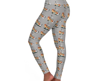 Gray Graphic Glizzy at the Turn Golf Pattern Leggings - High Waisted Yoga Pants - Athletic Wear for Women