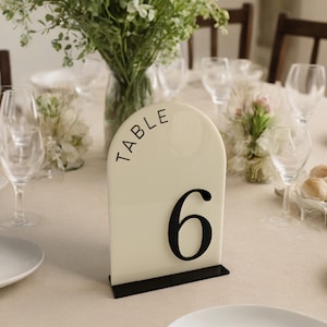 Custom Acrylic Wedding Table Numbers - White & Black Laser Cut Numbers - Modern Simple Wedding Table Decor