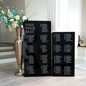 Black and White Seating Chart, Acrylic Custom Seating Chart Sign, Wedding Ceremony Acrylic Signs, Large Wedding Signs