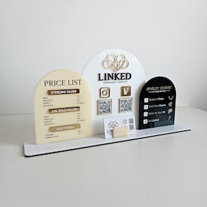 Custom Logo and QR Code Acrylic Business Sign, Permanent Jewelry Tabletop Sign With Social Media Tik Tok Signage, Vendor Retail Display