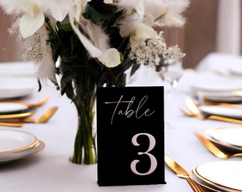 Wedding Table Numbers Acrylic | Modern Arched Table Numbers for Wedding and Events | Black and Gold Wedding Table Numbers