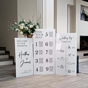 Acryl-Hochzeits-Schilder-Bundle mit Sitzplan, Tischplan und Timeline-Willkommensschild, Hochzeitsplan und Tagesordnung