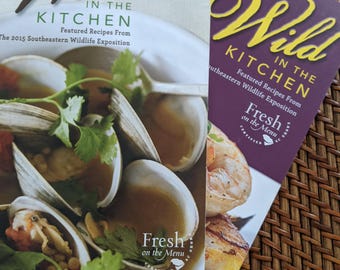 LOT of 2 Charleston SC Southeastern Wildlife Exposition Recipe Booklets Wild in the Kitchen Restaurant Chefs Display ADs