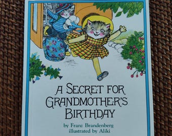 Grandmothers Birthday Book 70s Vintage Nice HB Childrens Book Cute Cats Illustrated