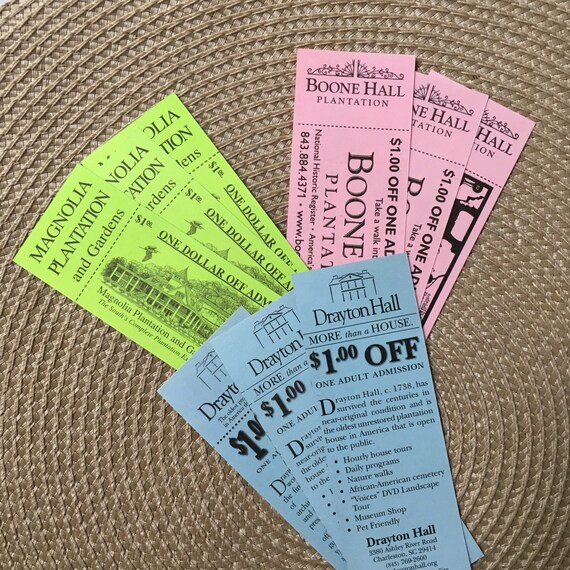 Pif Discount Coupons Plantation Attractions Charleston Sc Etsy