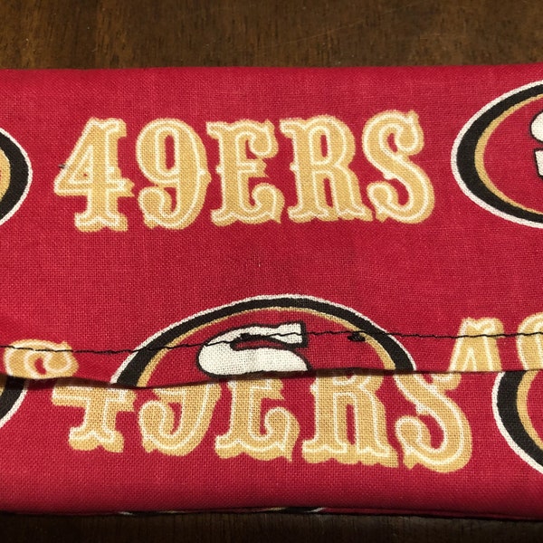 SF 49ers FOOTBALL Insignias Cotton Fabric Wallet, 3 Pockets for ID, Credit Cards, Coins & Paper Money, Wonder Wallet by Lazy Girl Designs