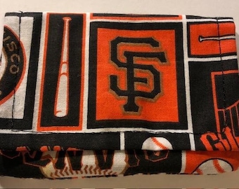GIANTS Baseball Insignias Cotton Fabric Wallet,  3 Pockets for ID, Credit Cards, Coins & Paper Money, Wonder Wallet by Lazy Girl Designs