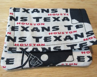 TEXANS Football Insignias Cotton Fabric Wallet,  3 Pockets for ID, Credit Cards, Coins & Paper Money, Wonder Wallet by Lazy Girl Designs