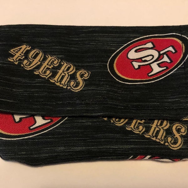 SF 49ers FOOTBALL Insignias Cotton Fabric Wallet, 3 Pockets for ID, Credit Cards, Coins & Paper Money, Wonder Wallet by Lazy Girl Designs