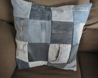 Betty Boop Denim Patchwork Pillow Sham: Recycled Jeans, 20x20