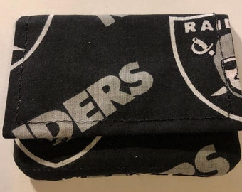RAIDERS FOOTBALL Insignias Cotton Fabric Wallet, 3 Pockets for ID, Credit Cards, Coins & Paper Money, Wonder Wallet by Lazy Girl Designs