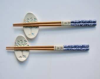Set of Two Ceramic knife/Chopstick Rests, Pen/ Spoon Rests, with Chopsticks. Tree of Life, Handmade and Hand Painted, Free Shipping