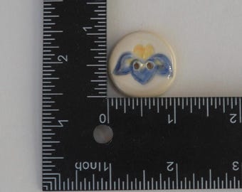 Six Ceramic Art Buttons 1", Handmade and Hand Painted Iris, Food Safe Glaze