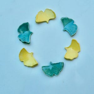 Set of Six, Ceramic Chopstick Rests / Pen Rests, Ginkgo, Handmade and hand painted