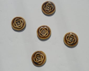 Five Porcelain Buttons, Ceramic Art Buttons, Handmade