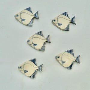 Set of Five Ceramic Knife / Chopstick Rests, Spoon / Brush Rests, Flatfish, Hand Built and Hand Painted