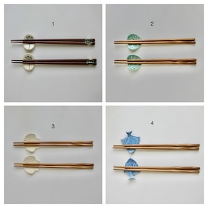 Set of two Your Choice of Ceramic Chopstick/Knife Rests, With Chopsticks, Hand Built and Hand painted, Food Safe
