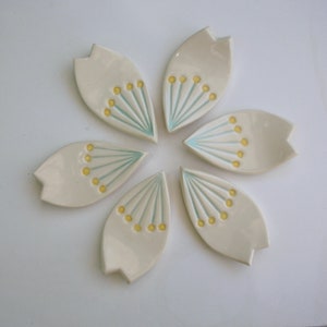 Knife /ChopStick Rests, Spoon/Pen Rests, Hand Built, Your Choice of Large or small, Set of Six, Sakura Petal, Food Safe Glaze