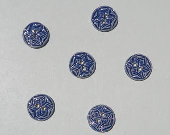 Six Buttons, Ceramic Art Buttons, Handmade and Hand Painted