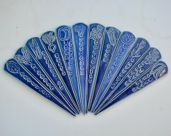 Your Choice of Three or more Ceramic Garden Marker, Handmade Vegetables and Herbs, Clearance, Discontinued Items, Free Shipping