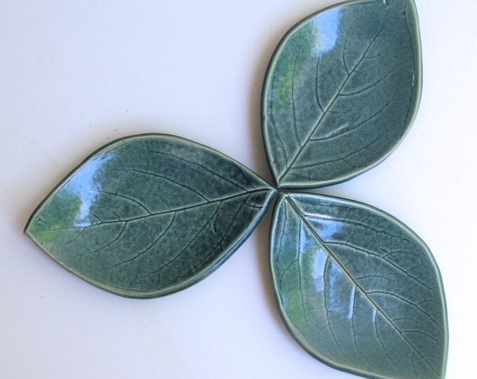 Ceramic Leaf Plates Set of Three Hand Built Persimmon Leaf Etsy