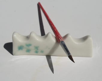 Ceramic Artist Brush Rest, Handmade and Hand Painted
