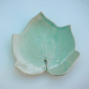 Ceramic Grape Leaf Shape Plate, Food Safe, Handmade image 1