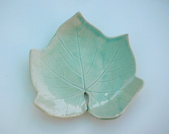 Ceramic Grape Leaf Shape Plate, Food Safe, Handmade