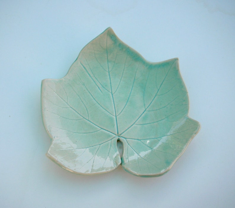 Ceramic Grape Leaf Shape Plate, Food Safe, Handmade image 1