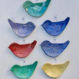 Ceramic Bird Shape Plate, Jewelry Dish, Your Choice of Handmade and Hand Painted Variety of Birds, Food Safe