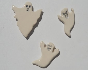 Set of Three Halloween Decoration Magnet, Ceramic Refrigerator Magnets, Handmade, Hand Painted, Food Safe Glaze